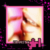 Pixelated static image of a close-up face with pink border and decorative elements, featuring visible text at the bottom.
