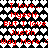 Red text on a heart-patterned background with repeated phrases about loving 'Myself' and 'Justin', displayed in two identical vertical sections.
