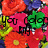 Pixelated image with red roses, green leaves, and black text reading 'You Color My World' on a multicolored background.