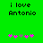 Green background with black text 'i love Antonio' and five pink/purple flower icons below, two versions showing animation changes in flower positions.