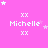 Pink background with white text 'Michelle' and 'xx', surrounded by small stars in various positions