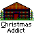 Pixel art icons display a church, Santa-clad figures, and text reading "Christmas Addict" across five distinct frames.
