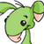 Static pixel art of a green cartoon animal with large ears and pink inner ear details, displayed on a transparent background.