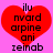 Red heart-shaped icon with black text on pink background, displaying 'ilu nvard arpne ani zeinab' in pixelated font.