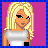 A 4-frame pixel art contact sheet showing a blonde cartoon woman in various poses with text reading "Guess what I love you" on the final frame.