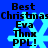 Blue background with light blue snowflake symbols and black text reading "Best Christmas Eva Thnx PPL!" in four identical quadrants.