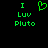 Green pixelated text and heart symbol on black background, with one version showing a heart icon above 'Luv' and another without it.