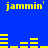 Blue background with yellow text 'jammin'' and horizontal bar graphs in yellow, showing animated bar movements.