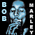 Pixelated blue cartoon character with closed eyes and open mouth, repeated in two frames on black background with vertical text labels.