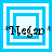 Four blue and white square frames with pixelated text 'Megad' overlaid, each frame showing a different nested square configuration.