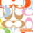 Pixelated image with abstract shapes on left and pink text on yellow background reading 'hannah loves you'.