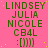 A static image with a bright pink background featuring repeated green text and yellow dots