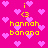 Pixelated pink background with scattered light pink hearts, yellow text elements, and a repeating pattern of 'i <3 hannah banana' across the frame.