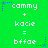 Green background with white text displaying 'cammy + kacie = bffae' repeated in two , each containing three identical copies of the phrase