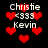 Pixelated red hearts float around white text reading 'Christie <333 Kevin' on a black background.