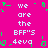 A static pixel art image with a bright pink background, displaying repeated text and green decorative elements in a