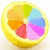 A circular icon with a yellow outer ring and six colored segments inside: green, light blue, dark blue, purple, pink, red, orange, and brown.