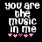 Black background with white pixelated text reading 'you are the music in me' and five pink plus signs below, where one sign changes color from light purple to pink between frames.