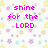 Pixelated floral background with pink text reading "shine for the LORD" and "has given" above "u many blessings."