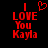 Red pixelated text on black background reads 'I LOVE You Kayla' with a heart symbol above 'I' on the left side of the image.