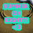 Pixelated turquoise and pink text on a brown background with a small heart symbol.