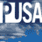 Animated contact sheet of a USA-themed icon with repeated text and website fragments scrolling across blue background frames.