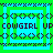 Pixelated green and cyan square with repeating "COWGIRL UP" text in dark purple, bordered by black dotted patterns