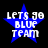 Four blue star-shaped icons with white text "LETS GO BLUE TEAM" on black background, each showing different pixelation levels.