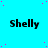 A static image with a bright cyan background featuring scattered pink dots and repeated black text "Shelly" in three