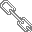 Pixelated chain links in various orientations on gray background with one link showing white crosshairs and green dot center.