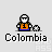 Pixel art character with orange torso and blue pants holding a soccer ball, displayed with multiple golden trophy variations and text reading 'Colombia' below each.