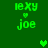 Green pixelated text 'lexy' above a heart symbol and 'joe' below, with additional hearts scattered on a green background.