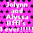 Static image with bright pink background, black star pattern, and repeated white text reading "Jolynn and Alyssa BFF's 4 ever!!!!!" in pixelated font.
