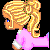 Pixel art of a blonde girl in pink and blue clothing lying prone, with text reading 'sweetiesweetie' below.