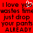 Red background with black pixelated text repeating phrases and a white heart symbol over the 'o' in 'you'.