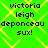 Green background with yellow diamond pattern and black text reading 'victoria leigh deponceau sux!' in four identical quadrants