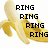Pixelated banana image with 'RING RING' text repeated four times on the left and 'IT'S BANANA PHONE!!' text on the bottom left, against a white background.