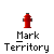Pixel art icon set with red fire hydrant and orange hand holding white sphere, labeled 'Mark Territory' beneath each variant.