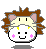 Four pixelated character head icons arranged in a , each with brown spiky hair, pink inner ears, and white cheeks with pink blush marks