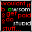 A 5x5 contact sheet of animated frames from a buddy icon featuring red and green text on black background with occasional blue text, showing sequential changes in text color and content across sampled frames.