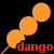 Six orange circular objects on sticks arranged in two , each labeled 'dango' in different colors against a black background