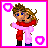 A 4x3 contact sheet of a pixelated animated buddy icon featuring pink hearts, text fragments spelling "I LUV my boy," and two cartoon characters embracing in the first frame.