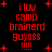 Red pixelated text on black background with red plus signs, displaying 'i luv camp brainerd guysss !!!!' in two vertical with slight variations in plus sign placement