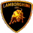 A shield-shaped icon with a golden border displays 'LAMBORGHINI' text above a charging bull on black background, next to green pixelated 'Original Icons .com' text.
