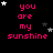 Black background with pink text reading 'you are my sunshine' and scattered white and gray stars in a