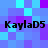 Pixelated of blue and purple squares with four instances of 'KaylaD5' text in black, arranged in two on a checkered background