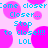 Pixelated cyan text and pink circles repeat across a light pink background in a static pattern.