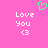 Pink background with white text 'Love You <3' repeated twice and a green pixelated heart symbol above the left instance.