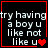 Four identical with red borders display white text on black background, each containing a pixelated heart symbol
