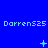 Blue background with repeated light blue text "DarrenS25" and changing pixel symbols across three
